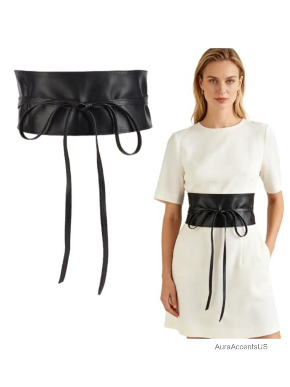 Wide Obi Belt Self Tie Wrap Faux Leather Corset Waist Belt